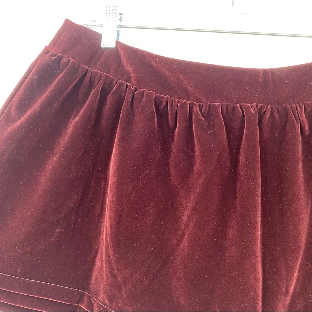 Cider Low‎ Rise Layered Skort Women’s Large Skater Shirt Velvet Dark Burgundy